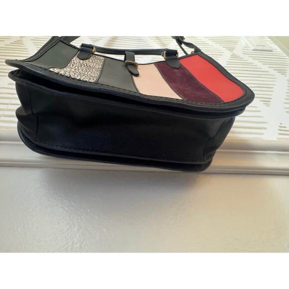 Fossil Ryder Leather Black Patchwork Satchel Purse Crossbody - Picture 6 of 10